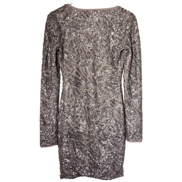 BCBGMaxAzria Silver Long Sleeve Dress - Picture 4 of 8